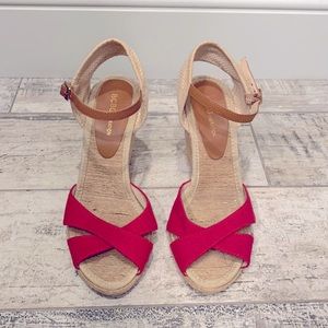 BCBGeneration Wedge Sandals size 8 Red